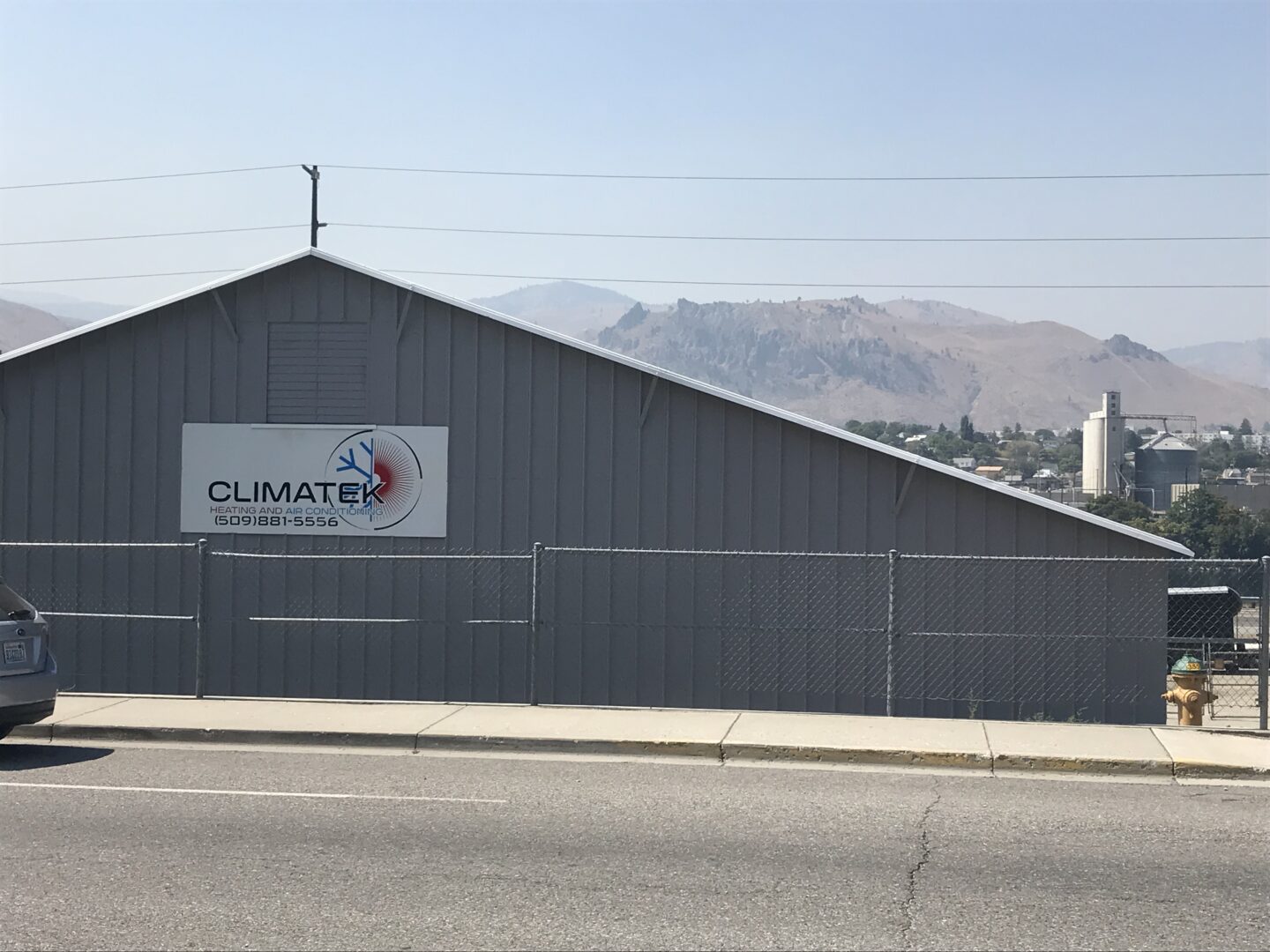 Long view of climatek logo on the store